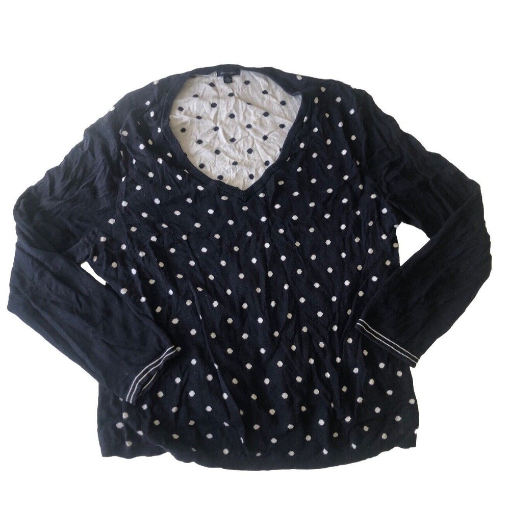 Tommy Hilfiger Womens Navy White Polka Dot Long Sleeve Sweater 1507 Size XXL